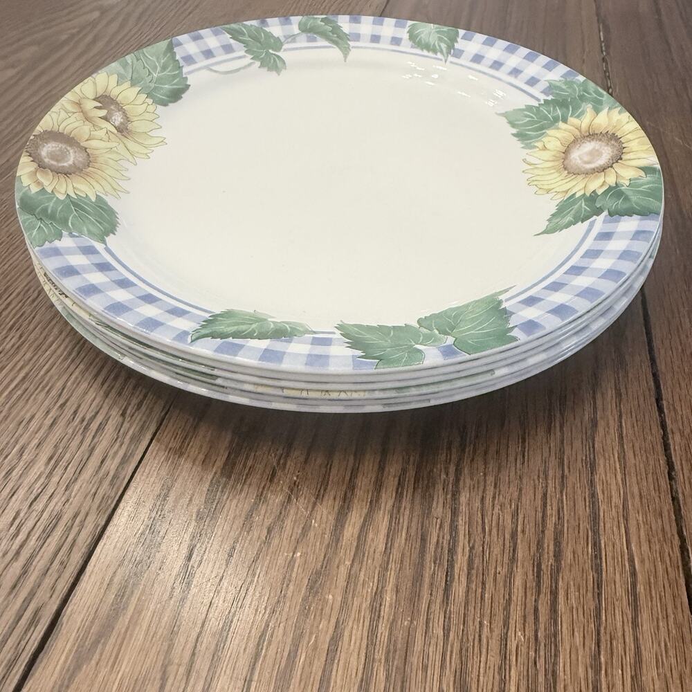 6 Corelle Corning Sunsations Sunflower Dinner Plates 10 1/4" VINTAGE